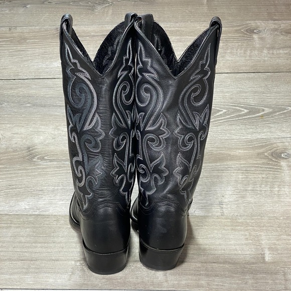 Justin Boots Mens Size 7.5 B Black Western Cowboy Leather Pointed Toe 1168 - Picture 3 of 10